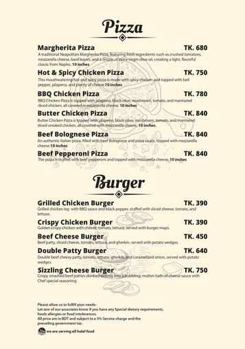 Pizza, Burger